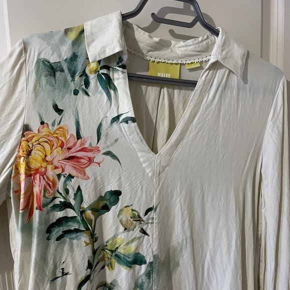 MAEVE Anthropologie Watercolour Floral Print Oversized Tunic Size Small - Picture 4 of 13